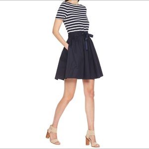 kate spade new york
stripe mixed media mini dress